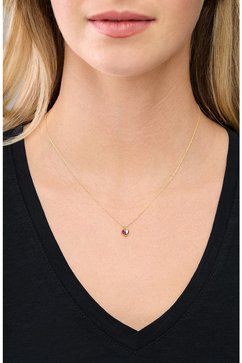 14K Gold Heart Pendant Necklace, Alternate, color, GOLD/PINK