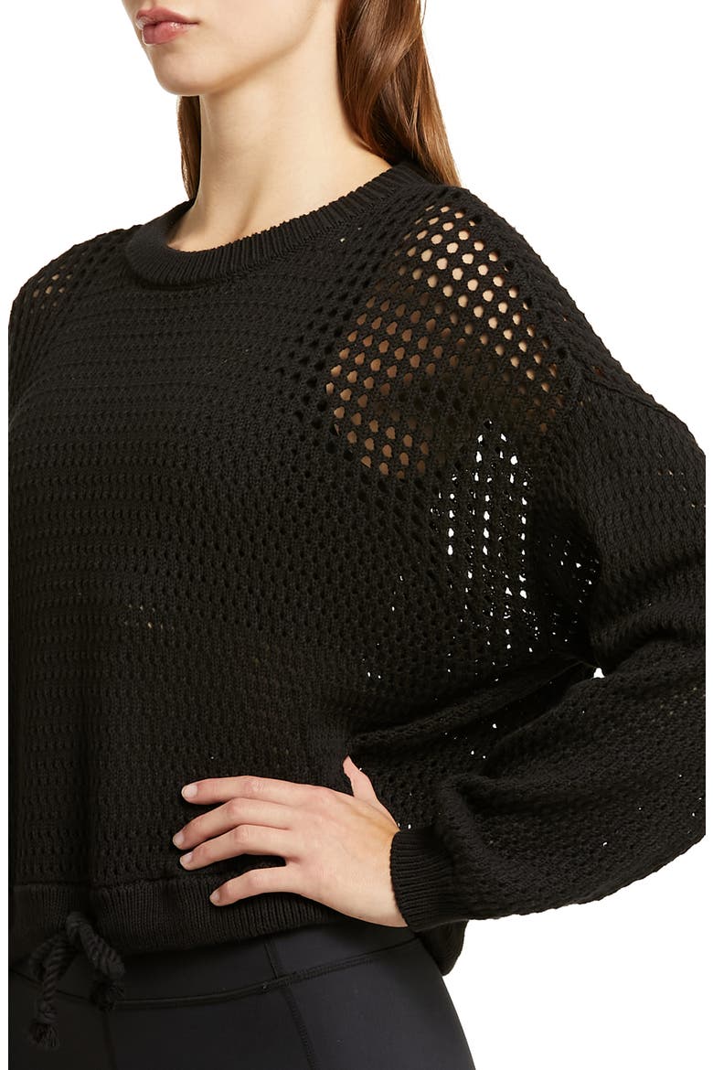 Tides Open Stitch Pullover, Alternate, color, BLACK