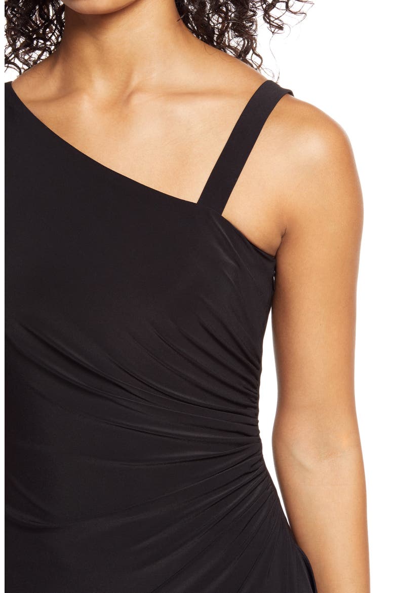 Asymmetrical Ruched Cocktail Dress, Alternate, color, BLACK