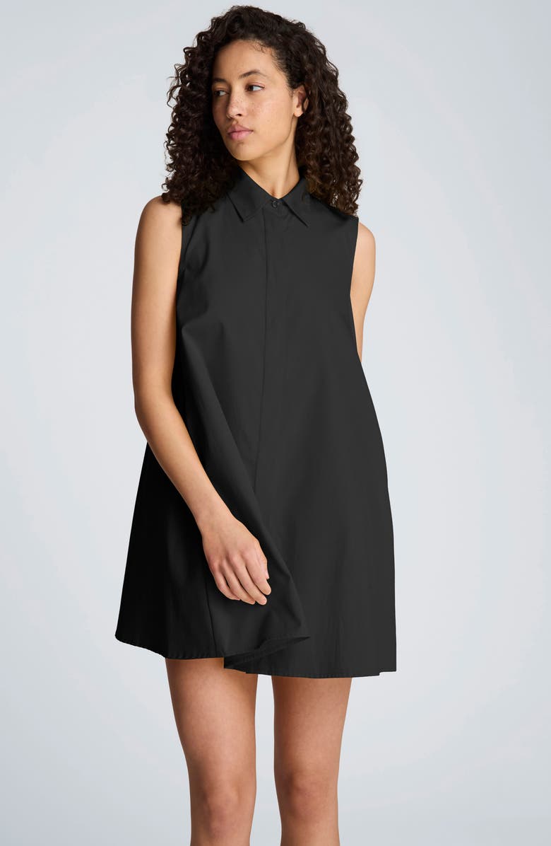Kenneth Cole Sleeveless Trapeze Mini Shirtdress, Alternate, color, Black