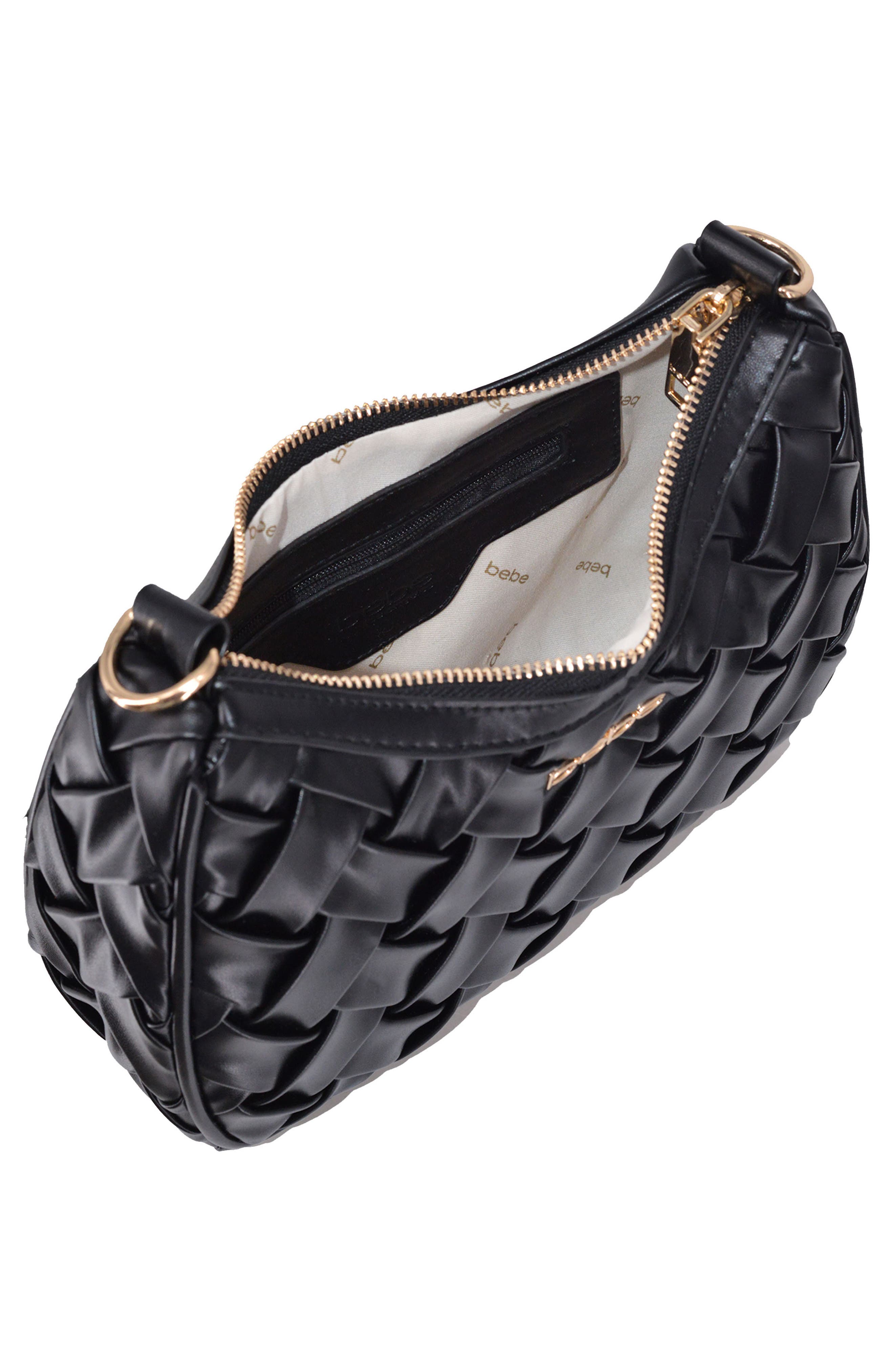 bebe Luca Woven Crossbody Bag with Zip Pouch, Alternate, color, Black