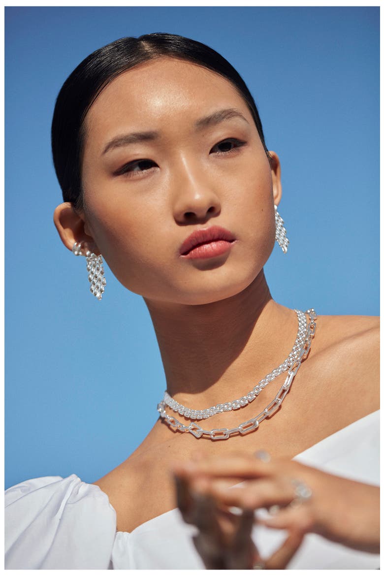 Heirloom Chain Cocktail Drop Earrings, Alternate, color, SILVER