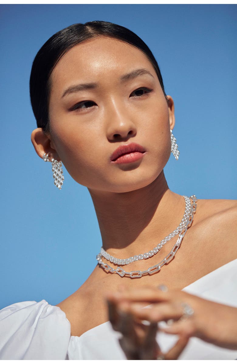 Monica Vinader Heirloom Chain Cocktail Drop Earrings, Alternate, color, Silver