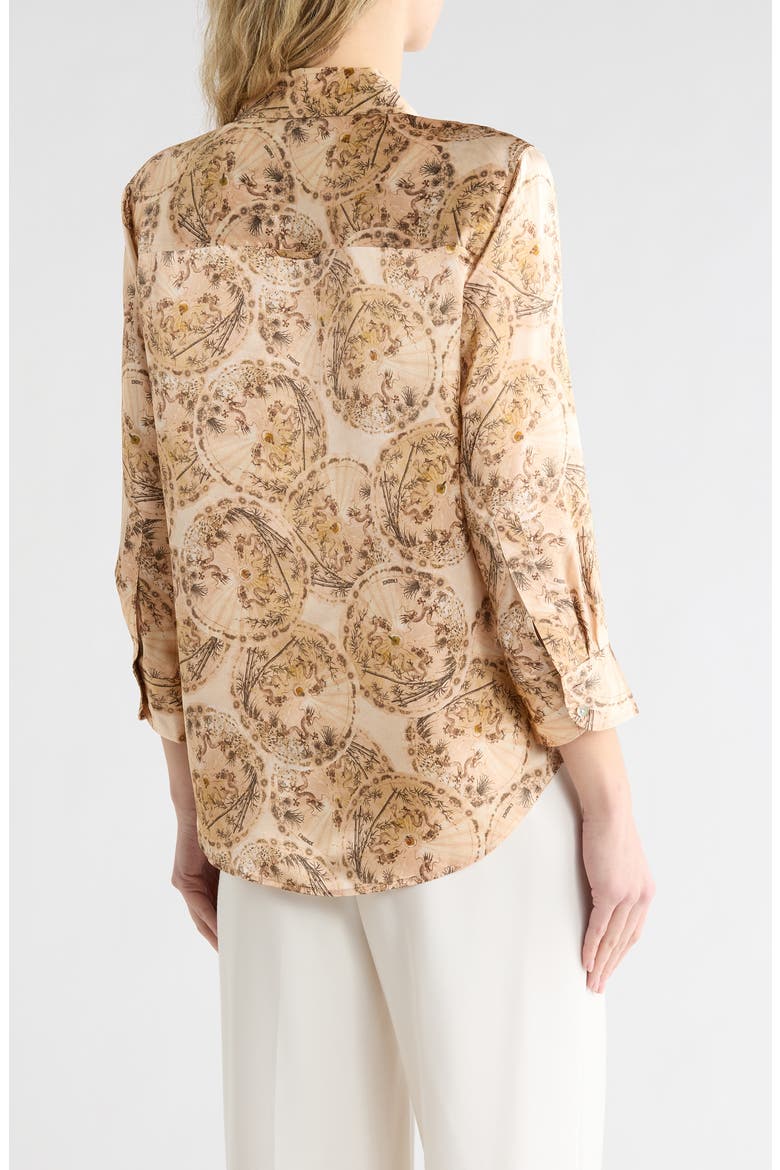 Dani Silk Button-Up Shirt, Alternate, color, VINTAGE WHITE MULTI PARASOL