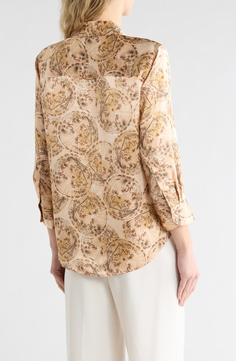 L'AGENCE Dani Silk Button-Up Shirt, Alternate, color, Vintage White Multi Parasol