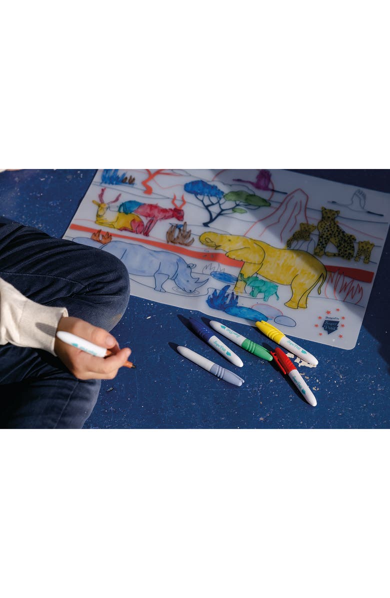 Scrunch African Savanna Reusable Coloring Mat & Washable Markers, Alternate, color, Multi