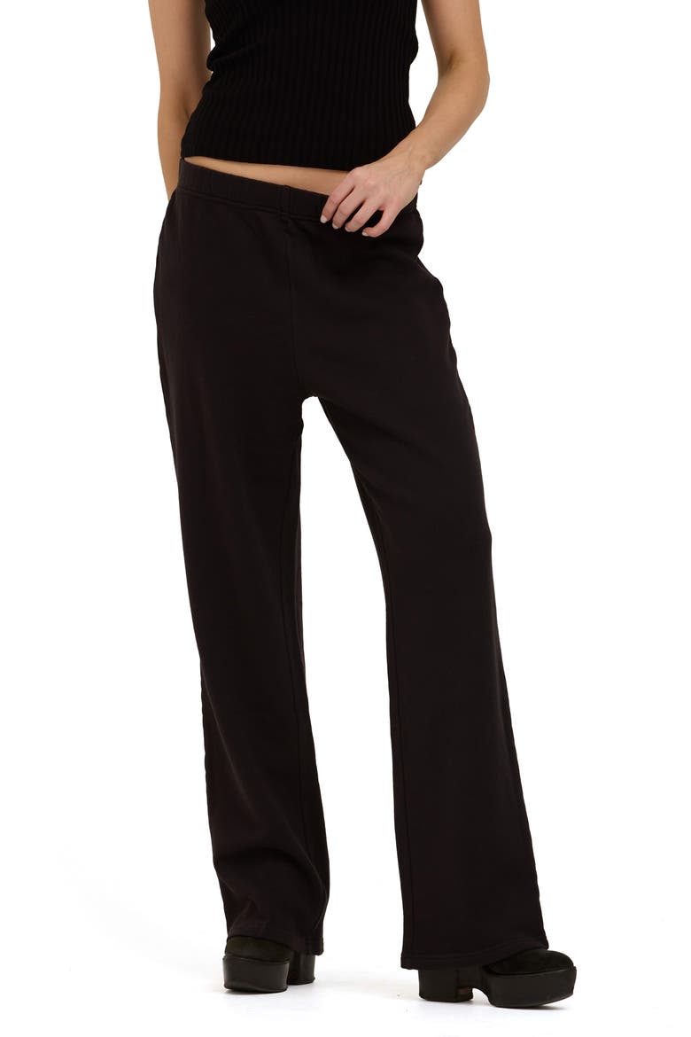 Studio Wide Leg Cotton Sweatpants, Main, color, BLACK