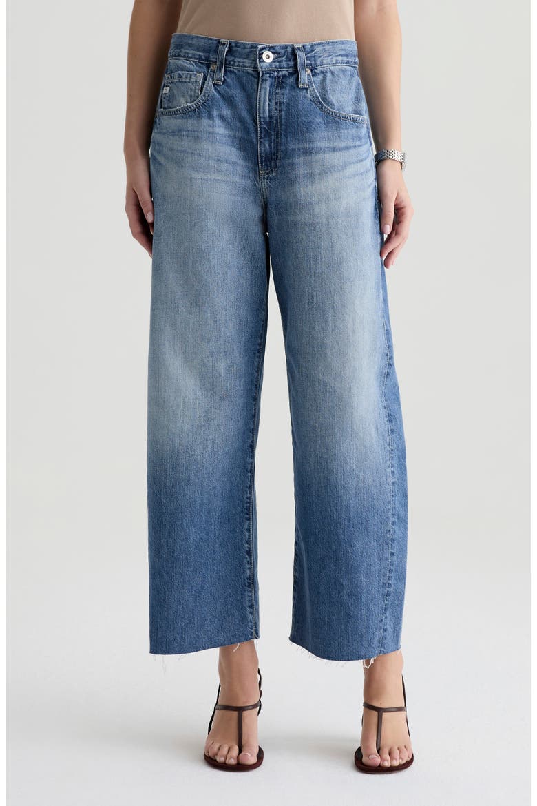 Hattie Raw Hem High Waist Crop Barrel Leg Jeans, Main, color, YELLOWSTONE