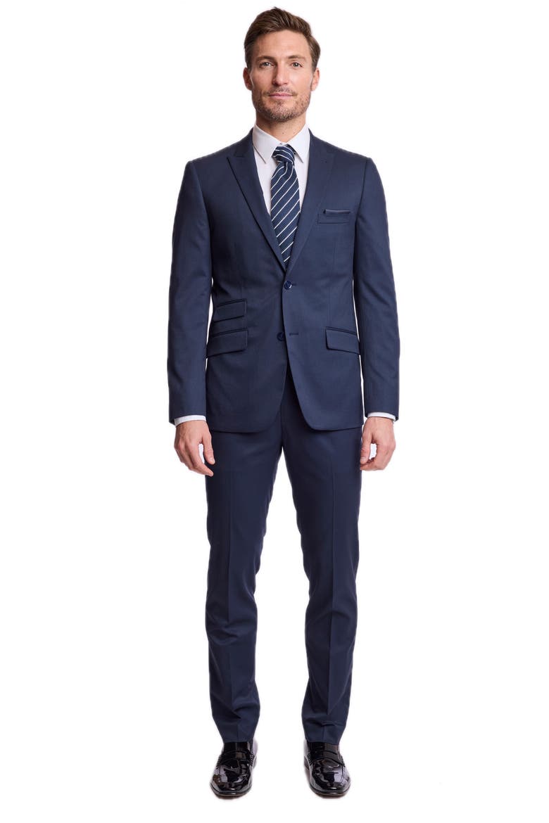 Ashton Slim Peak Lapel Suit Jacket, Alternate, color, SOLID NAVY