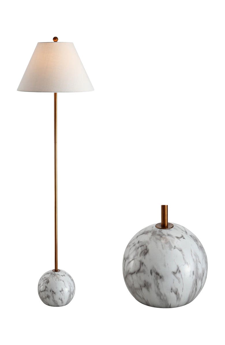 JONATHAN Y Miami 63.5" Minimalist Resin/Metal LED Floor Lamp, Main, color, Gold/White