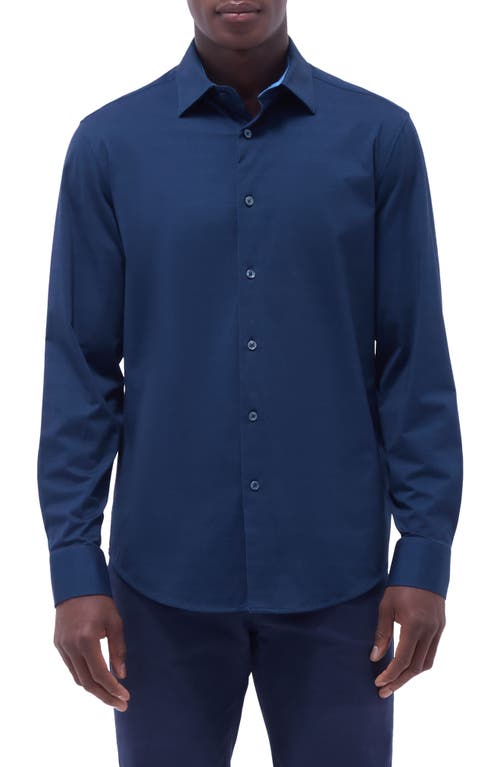 Bugatchi Jimmy Ooohcotton® Solid Button-up Shirt In Navy