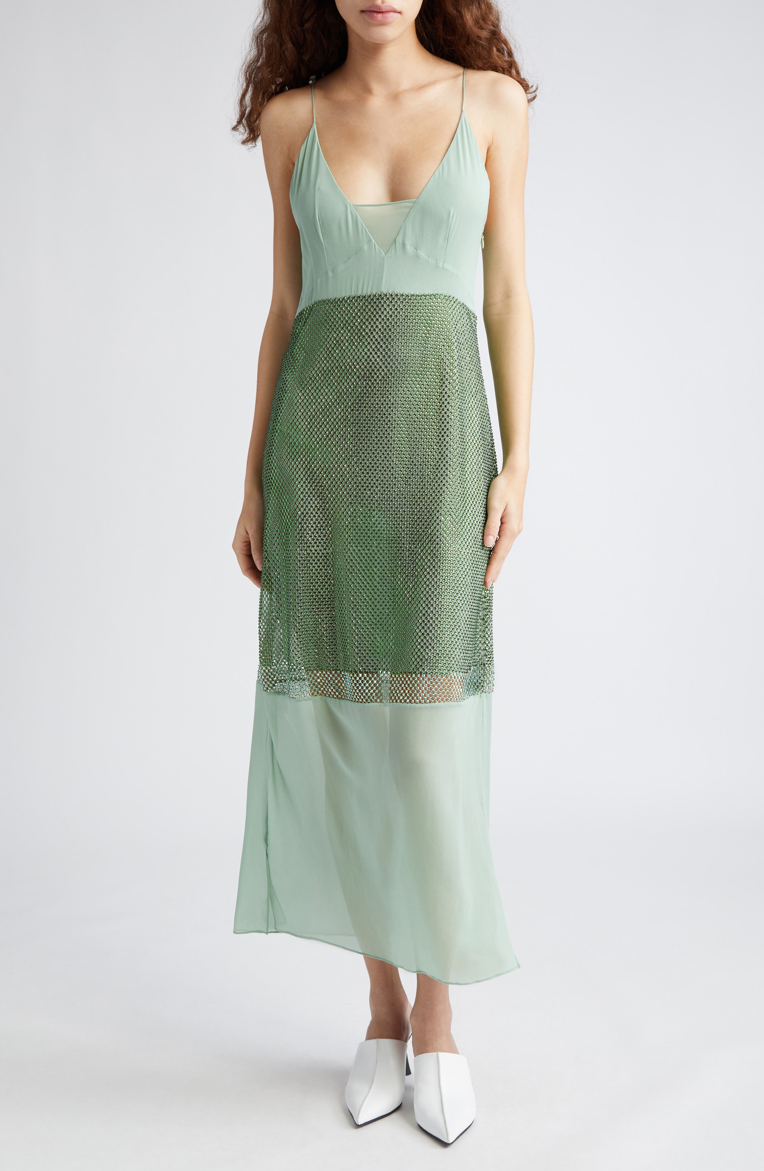 Stella McCartney Crystal Panel Satin Slipdress