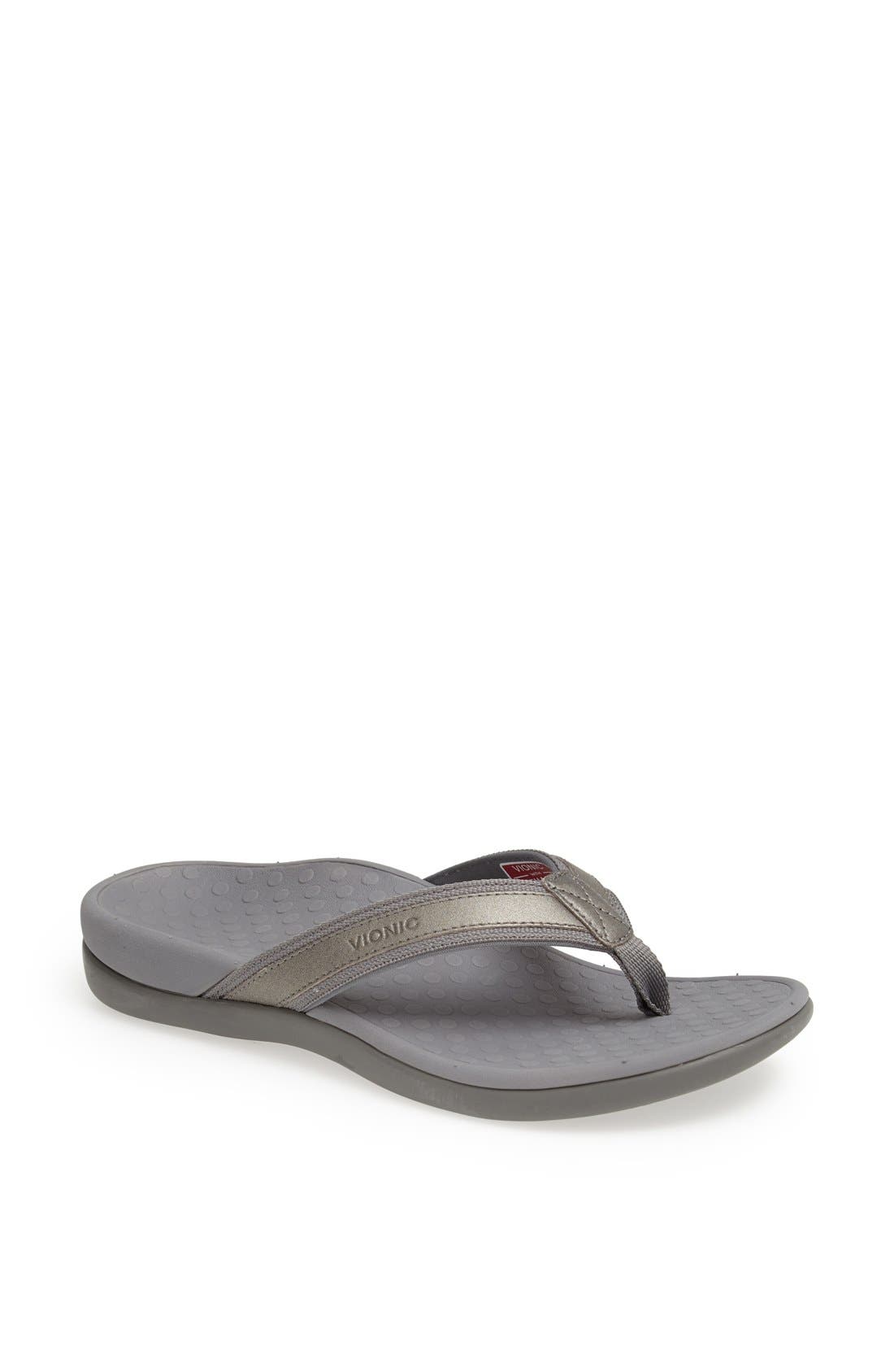 'Tide II' Flip Flop, Main, color, PEWTER METALLIC