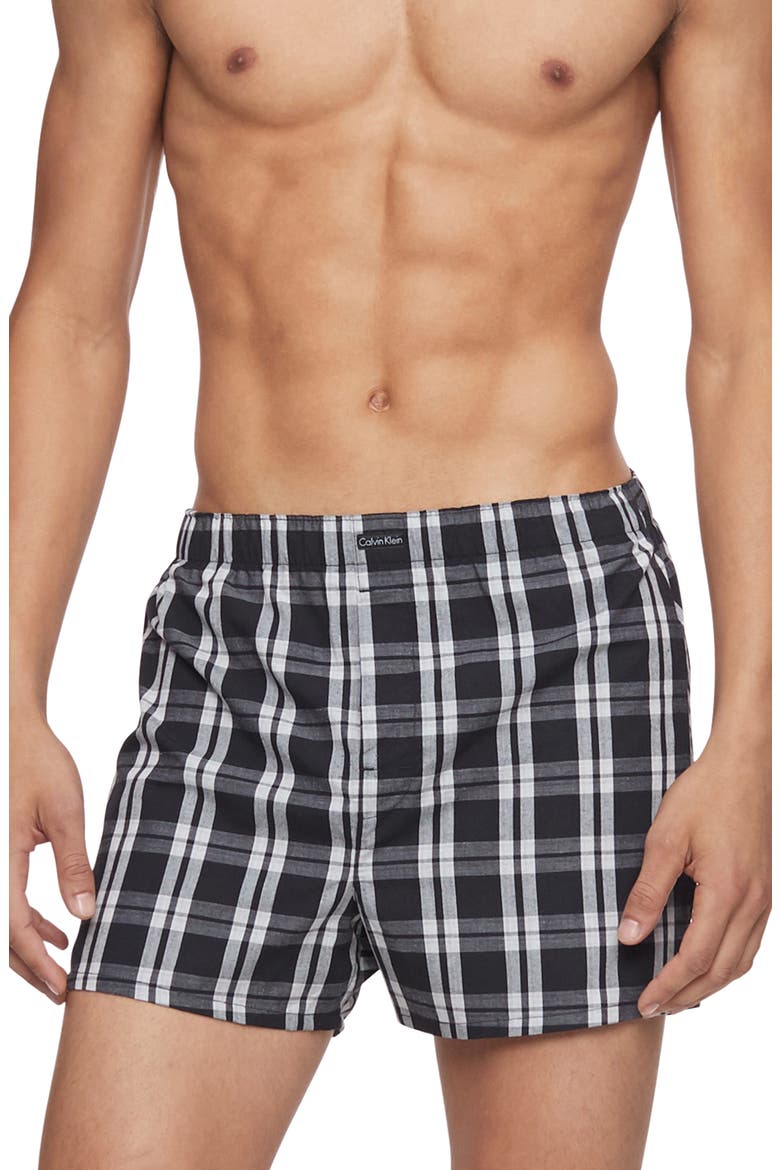 Assorted 3-Pack Woven Cotton Boxers, Alternate, color, BLACK/ MORGAN PLAID/ MONTAGUE
