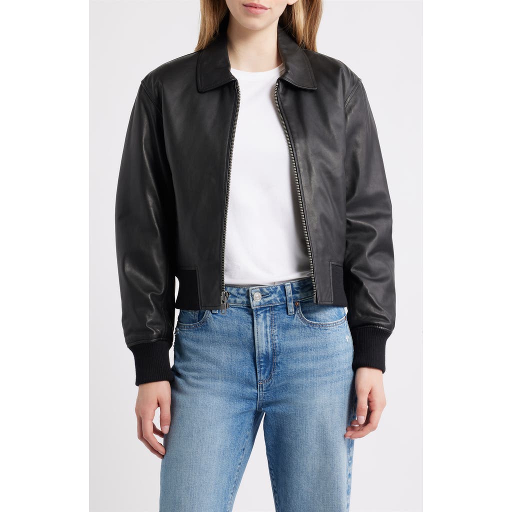 Schott Nyc Leather Bomber Jacket In Black