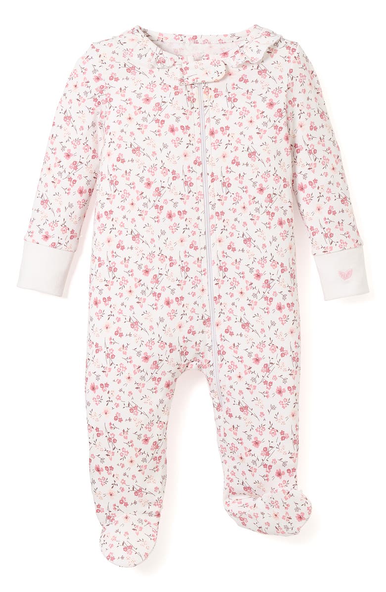 Petite Plume Dorset Floral Pima Cotton Footie, Main, color, Pink