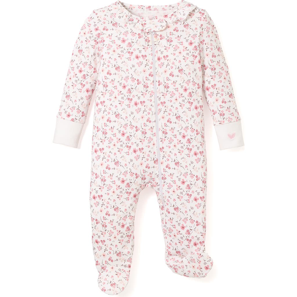 Petite Plume Dorset Floral Pima Cotton Footie In Pink