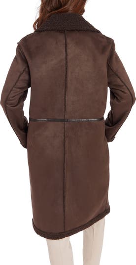 Water Resistant Faux Shearling & Faux Leather Coat