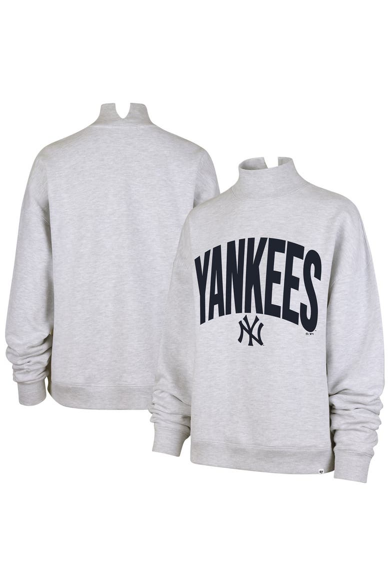 Women's '47  Heather Gray New York Yankees Subtle Muse Mock Neck Sweatshirt, Main, color, Heather Gray
