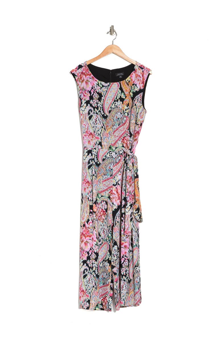 Tahari Pebble Crepe Paisley Jumpsuit, Alternate, color,