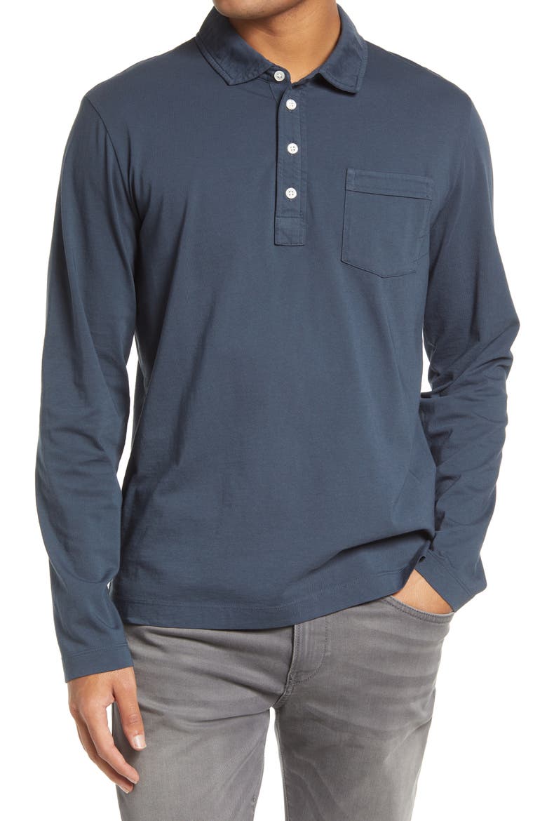 Pensacola Long Sleeve Organic Cotton Pocket Polo, Main, color, NAVY