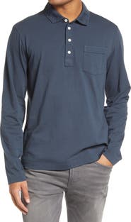 Billy Reid Pensacola Long Sleeve Organic Cotton Pocket Polo
