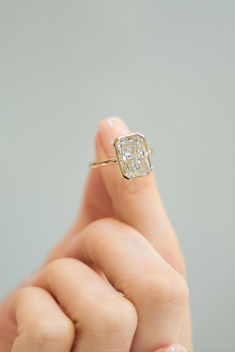 Sierra 14K Gold Radiant Bezel Lab Grown Diamond Solitaire Engagement Ring - 2 cts, Alternate, color, 14K White Gold