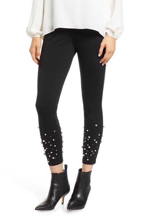 Imitation Pearl Embellished Leggings