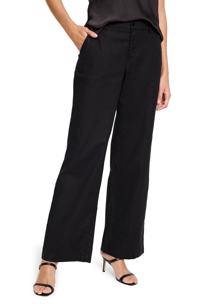 Eliot Cotton & Linen Wide Leg Pants, Main, color, BLACK ONYX