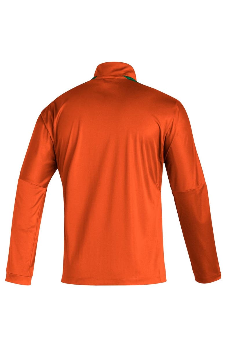 adidas Men's adidas Orange Miami Hurricanes 2021 Sideline Primeblue Quarter-Zip Jacket, Alternate, color, Orange