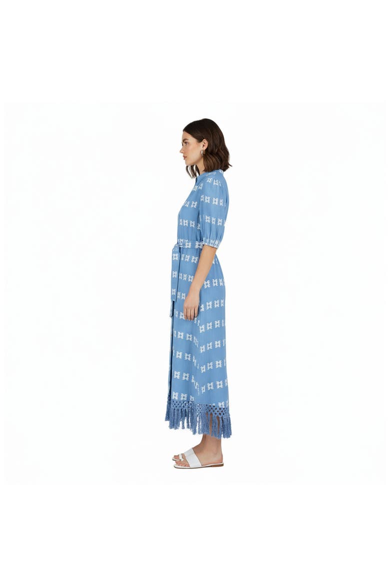 Estelle Womens Fringed Shirtdress, Alternate, color, Sky Blue