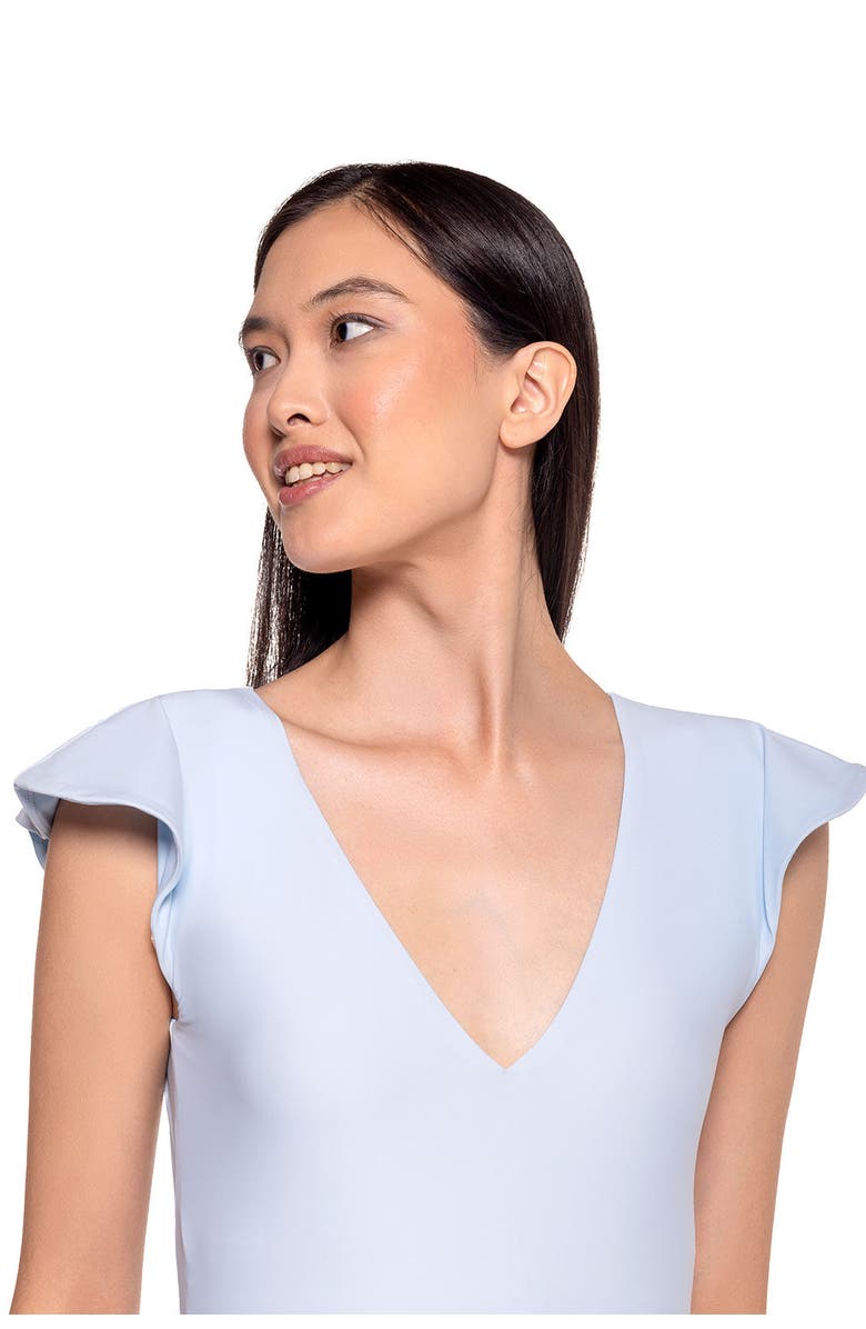 Coolibar Flutter Sleeve Swimsuit - UPF 50+ Sun Protection - Coconut Grove, Alternate, color, Skyride