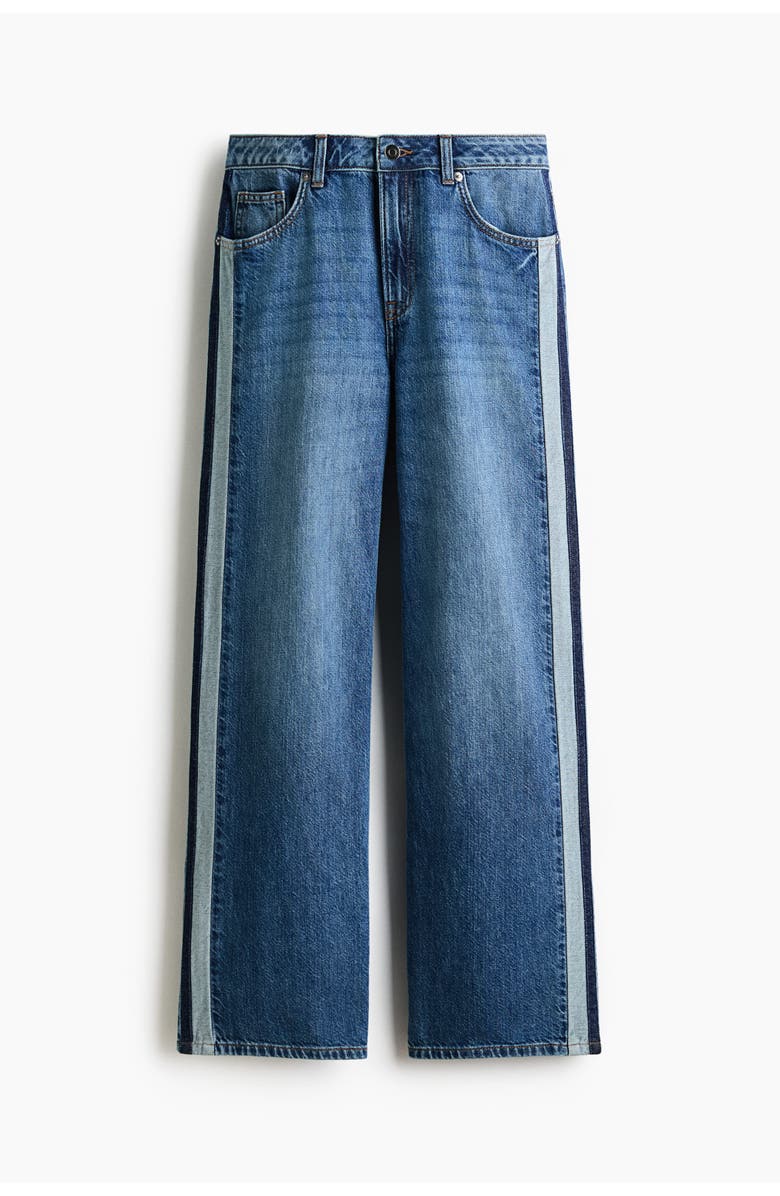 H&M Wide Regular Side-striped Jeans, Main, color, Denim Blue/Dark Blue