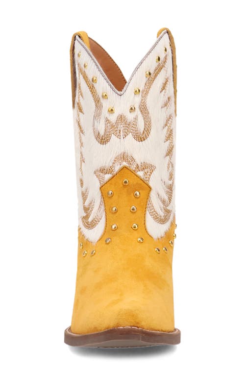 Dingo Rodeo Queen Genuine Calf Hair Western Boot In Yellow