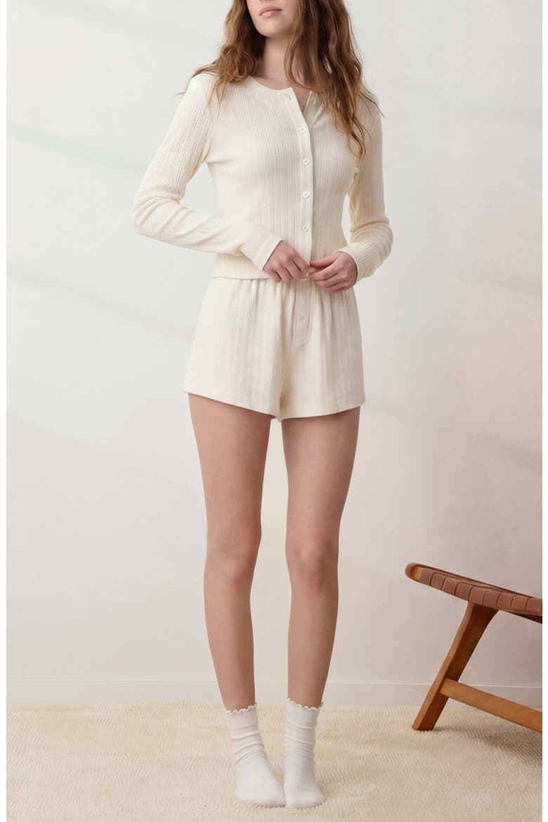 Short Sleeve Pointelle Cardigan, Alternate, color, TRANQUIL WHITE