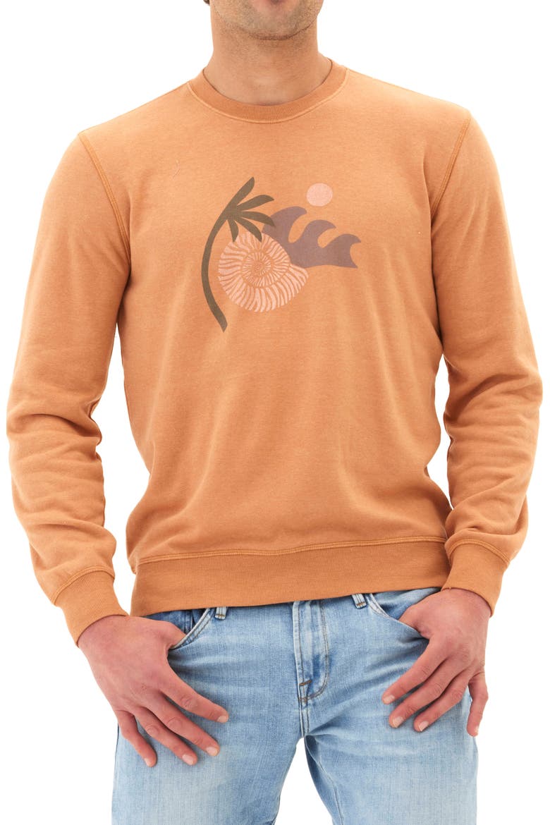 Sea & Shell Mineral Wash Crewneck Sweatshirt, Main, color, PAPAYA