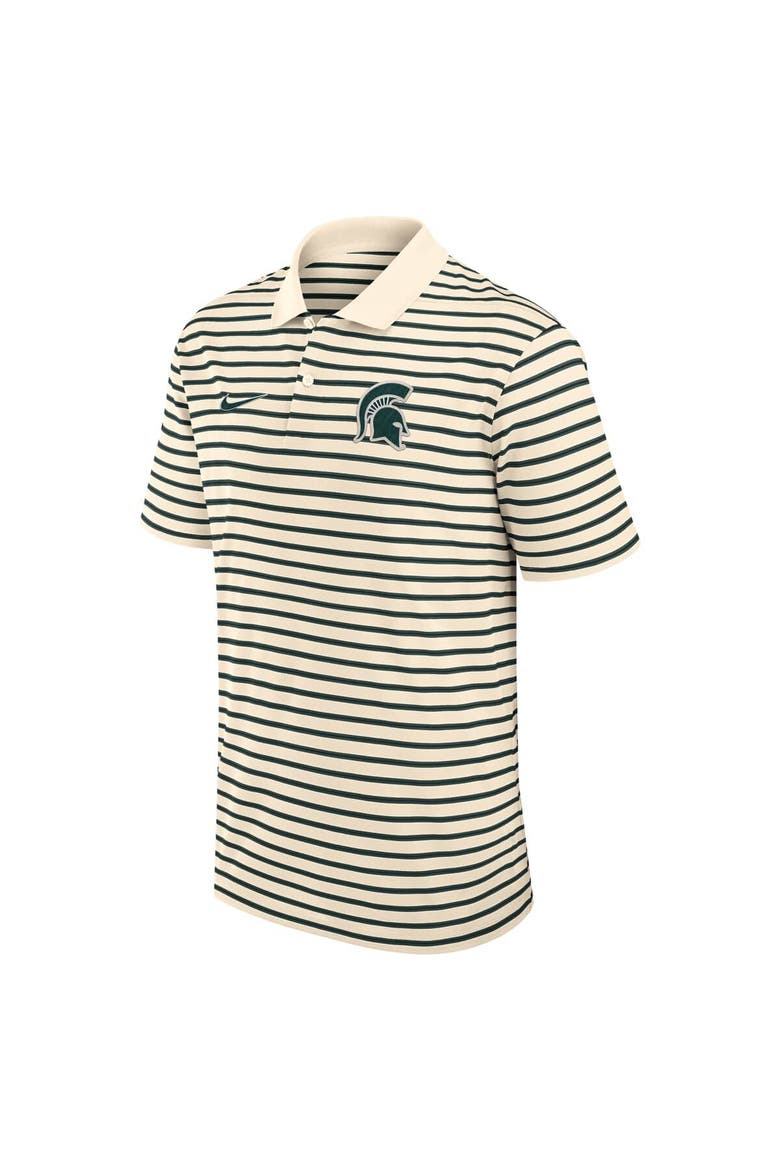 Men's Nike Cream Michigan State Spartans Primary Logo Striped Dri-FIT Polo, Alternate, color, Cream