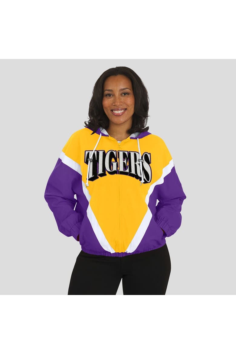 Women's WEAR by Erin Andrews Gold/Purple LSU Tigers Colorblock Full-Zip Hoodie Windbreaker Jacket, Alternate, color, Gold