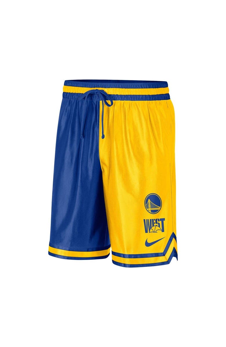 Nike Men's Nike Gold/Royal Golden State Warriors Courtside Versus Force Split DNA Performance Shorts, Alternate, color, Gold