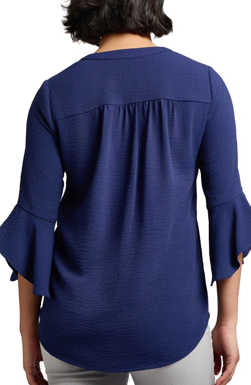Jones New York Pleated V-neck Flutter Sleeve Top In Pacific Navy
