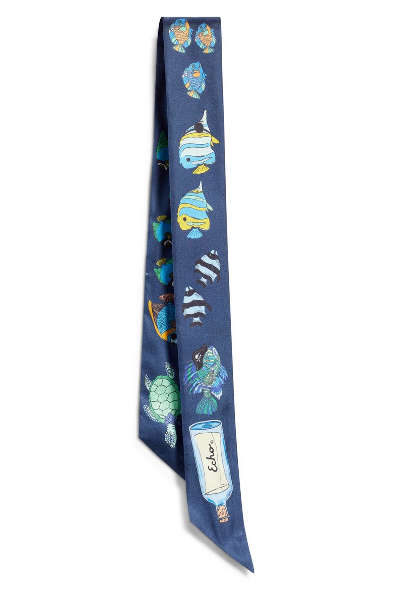 At Sea Silk Ribbon Scarf, Alternate, color, NAVY