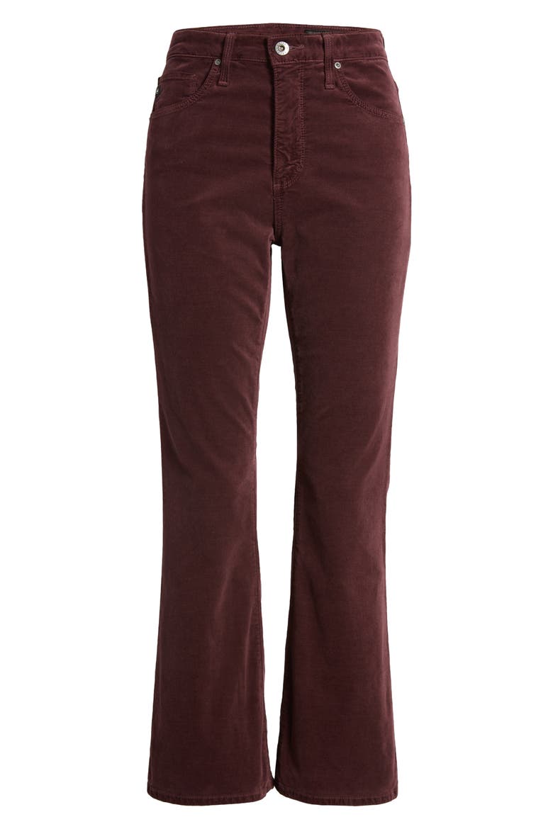 Farrah High Waist Crop Bootcut Velvet Pants, Alternate, color, PINOT NOIR