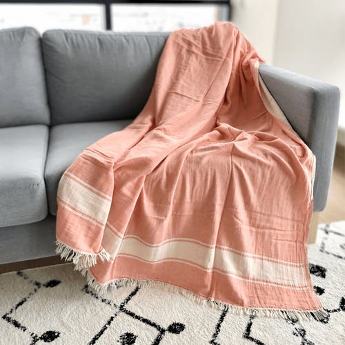 Olive And Linen Olive & Linen Summer Double Sided Throw In Orange