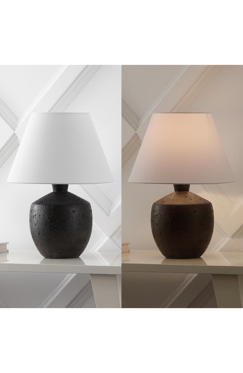 JONATHAN Y Myron 18" Minimalist Scandinavian Concrete Effect Resin/Iron LED Table Lamp, Alternate, color, Black