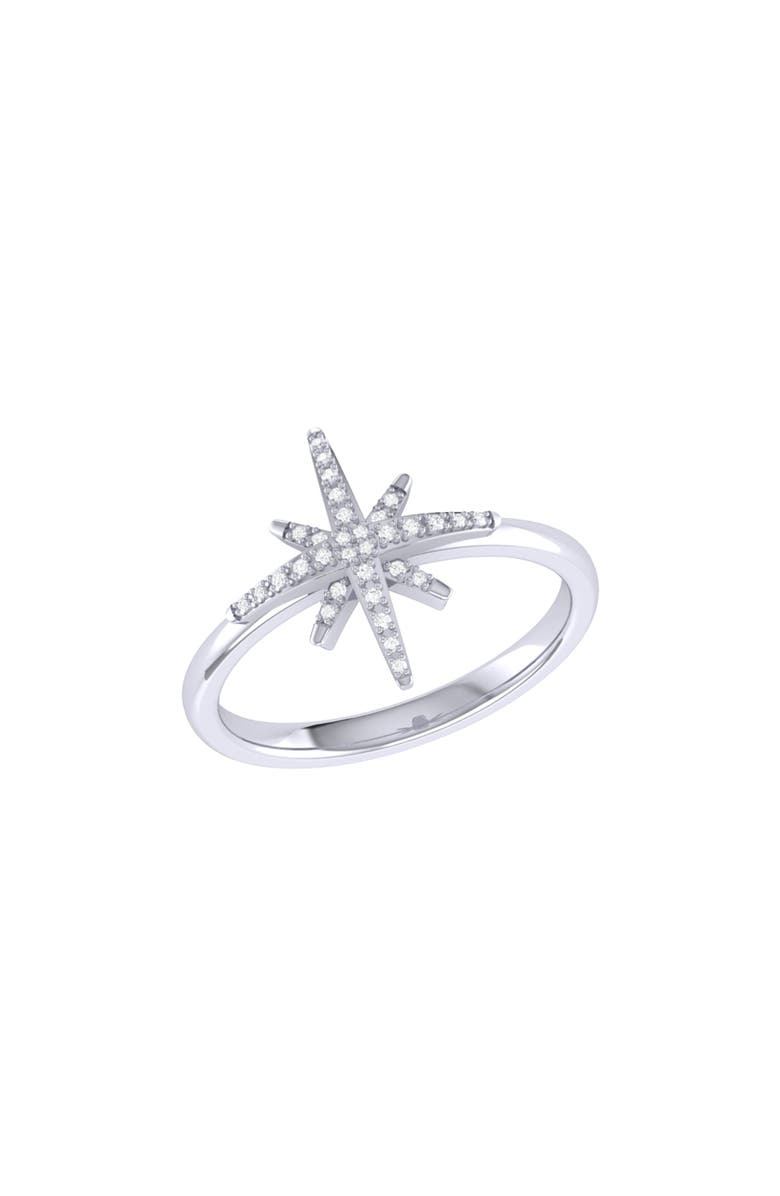 LuvMyJewelry North Star Sterling Silver Diamond Ring, Main, color,