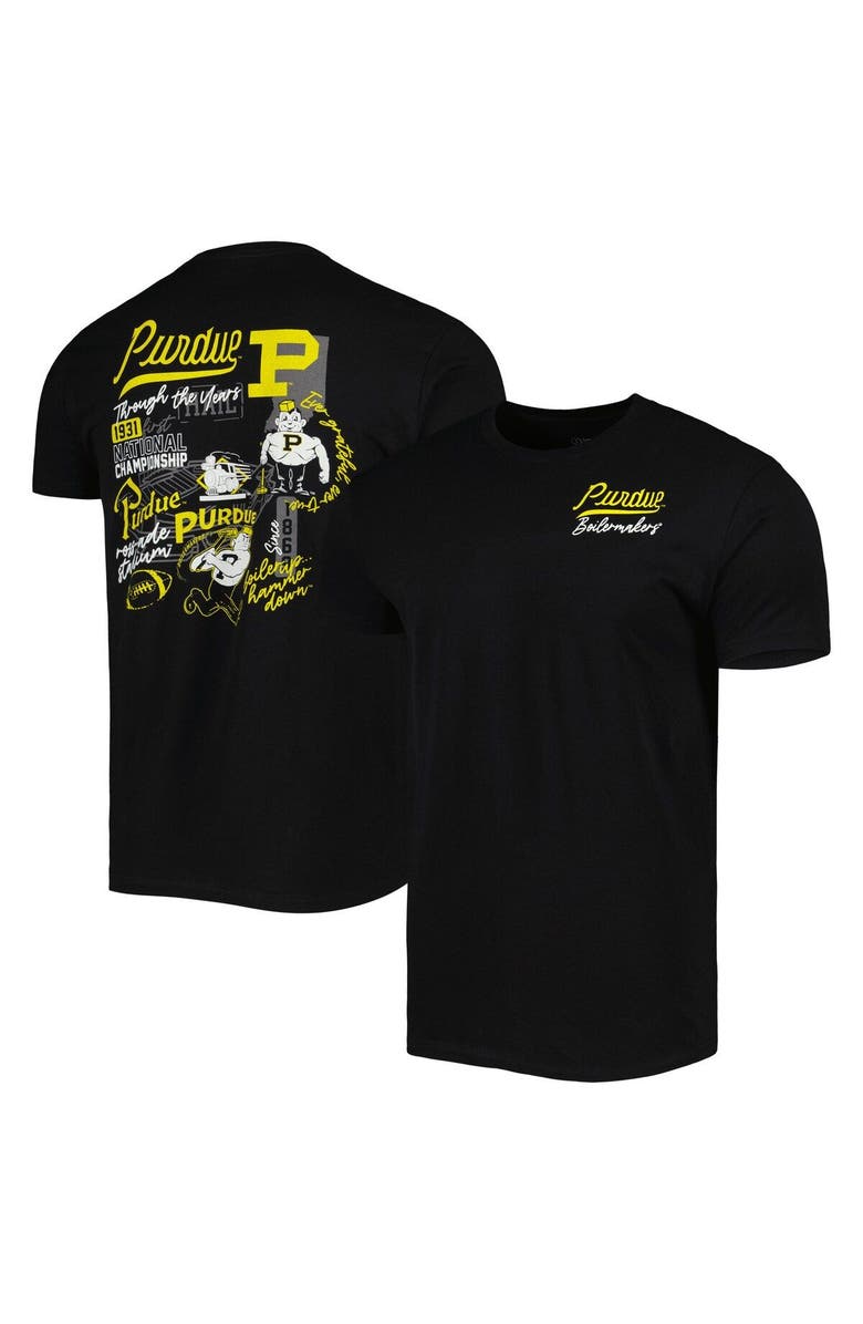 IMAGE ONE Men's Black Purdue Boilermakers Vintage Through the Years Two-Hit T-Shirt, Main, color,