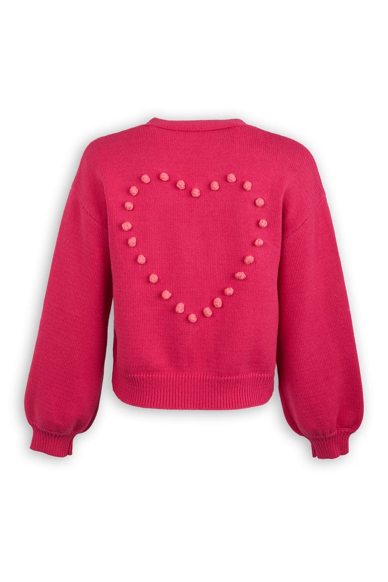 Stiched Heart Crop Cardigan, Alternate, color, HOT PINK