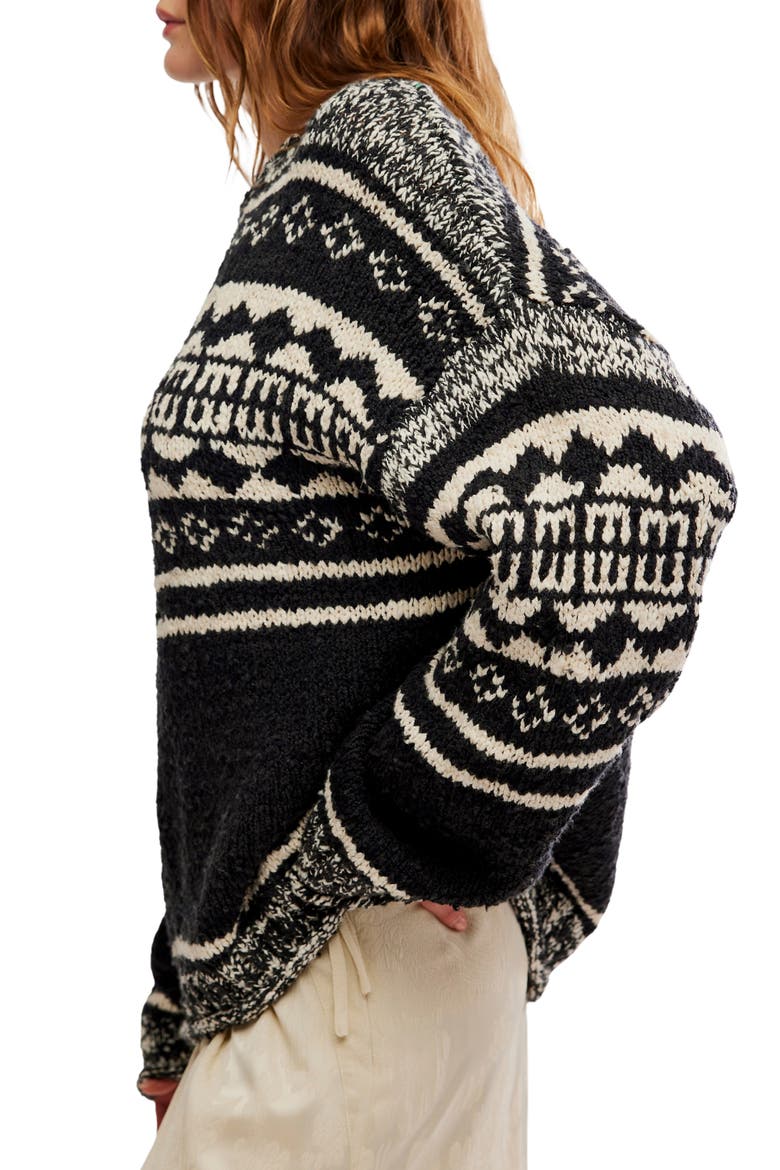 Dani Oversize Cotton Blend Sweater, Alternate, color, BLACK COMBO