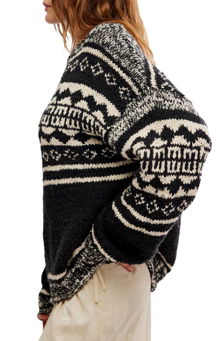 Free People Dani Oversize Cotton Blend Sweater, Alternate, color, Black Combo