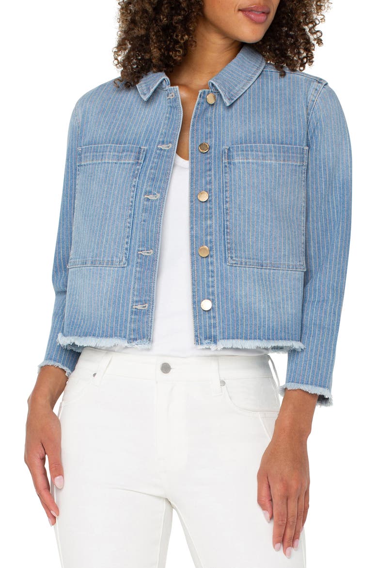 Stripe Crop Denim Shacket, Main, color, SUNSET STRIPE